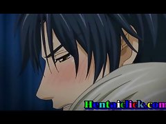 Young anime joyous young man gets hot jerked